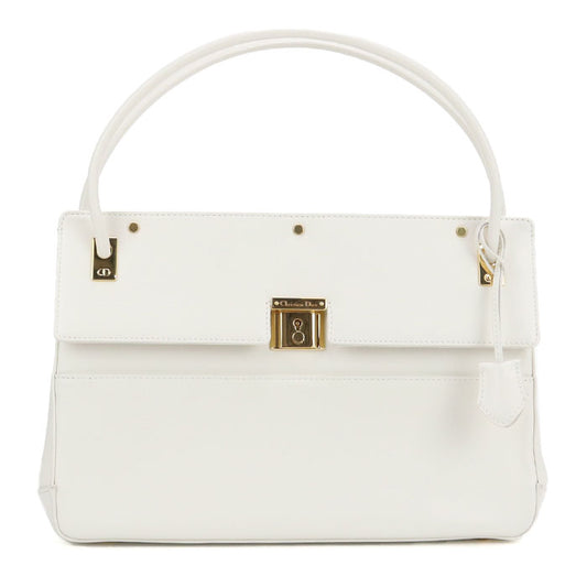 Dior Leather Top Handle Handbag - White