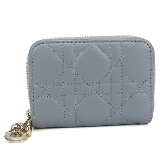 Dior Lady Dior Leather Coin Case - Blue