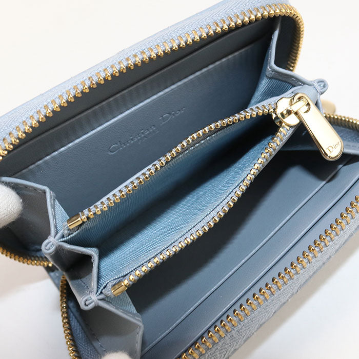 Dior Lady Dior Leather Coin Case - Blue