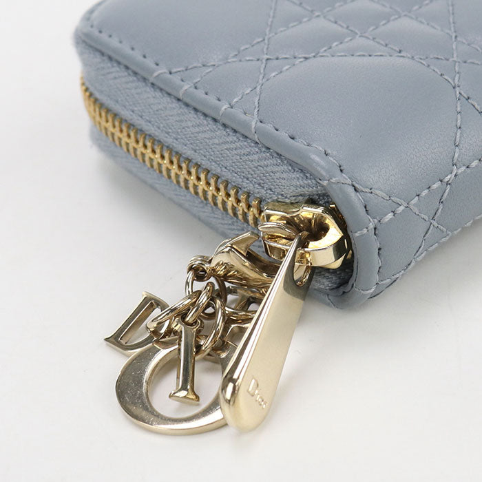 Dior Lady Dior Leather Coin Case - Blue