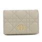 Dior Caro Leather Bi-fold Compact Wallet - Beige