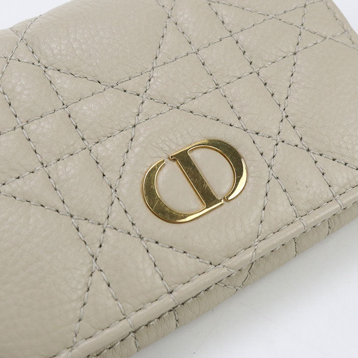 Dior Caro Leather Bi-fold Compact Wallet - Beige