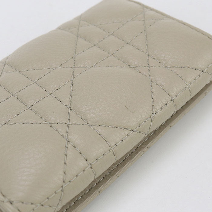 Dior Caro Leather Bi-fold Compact Wallet - Beige