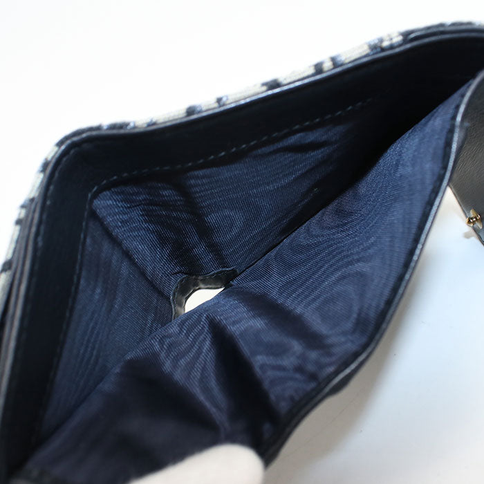 Dior Saddle Lotus Wallet, Dior Oblique Jacquard Tri-fold Compact Wallet - Navy