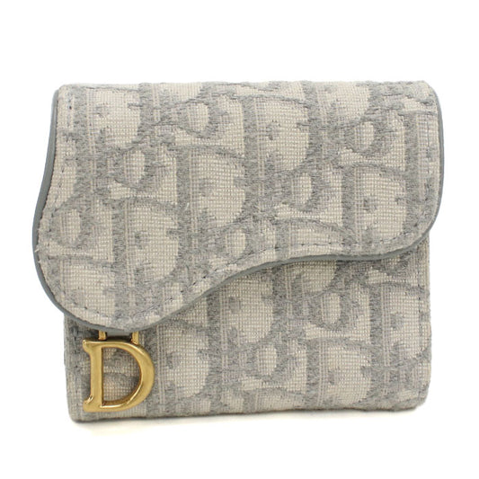 Dior Saddle Lotus Wallet, Dior Oblique Jacquard Tri-fold Compact Wallet - Gray