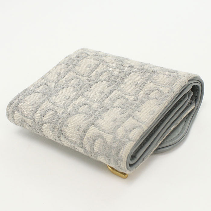 Dior Saddle Lotus Wallet, Dior Oblique Jacquard Tri-fold Compact Wallet - Gray