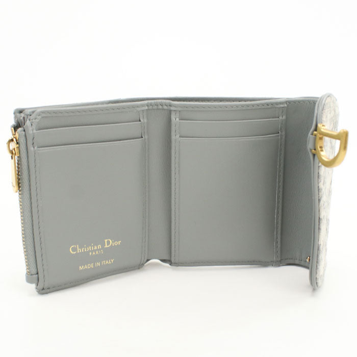 Dior Saddle Lotus Wallet, Dior Oblique Jacquard Tri-fold Compact Wallet - Gray
