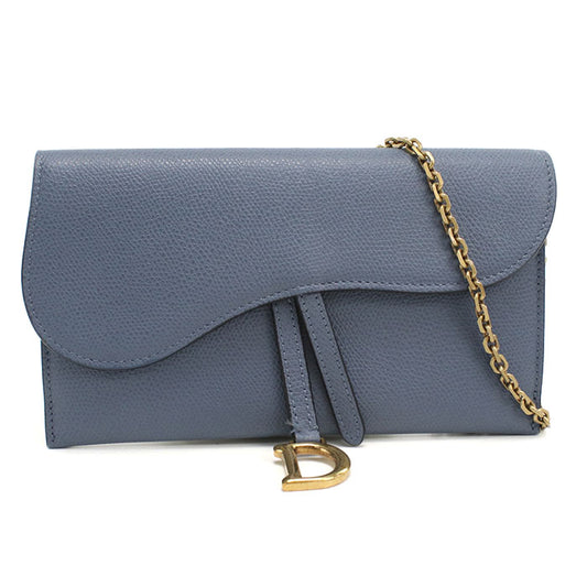 Dior Saddle Calfskin Chain Wallet Shoulder Bag - Blue
