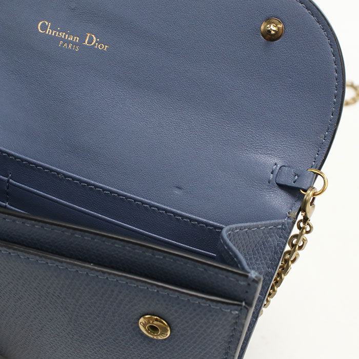 Dior Saddle Calfskin Chain Wallet Shoulder Bag - Blue