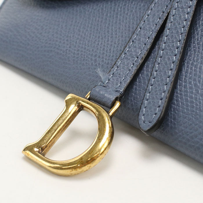 Dior Saddle Calfskin Chain Wallet Shoulder Bag - Blue