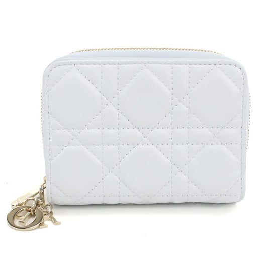 Dior Lady Dior Scarlet Lambskin Bi-fold Compact Wallet - Blue