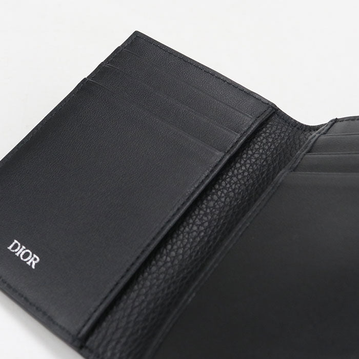 Dior Saddle Calfskin Bifold Card Holder Case - Black