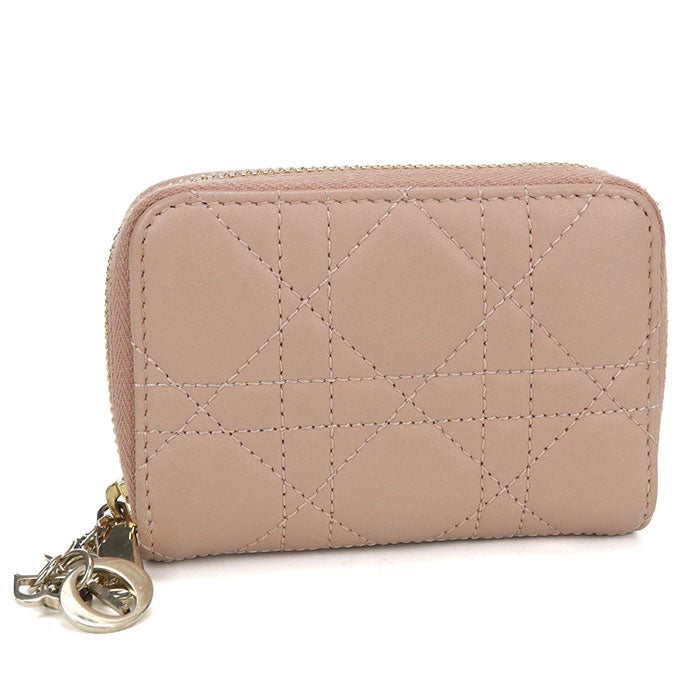 Dior Lady Dior Lambskin Card Case and Coin Case - Pink