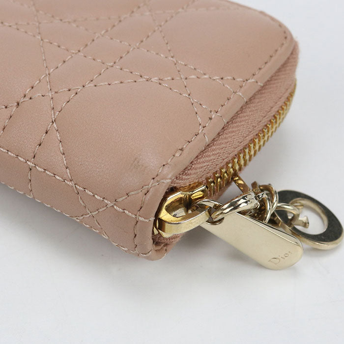 Dior Lady Dior Lambskin Card Case and Coin Case - Pink