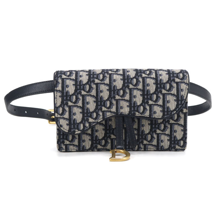 Dior Oblique Saddle Belt Pouch Canvas Body Bag - Navy