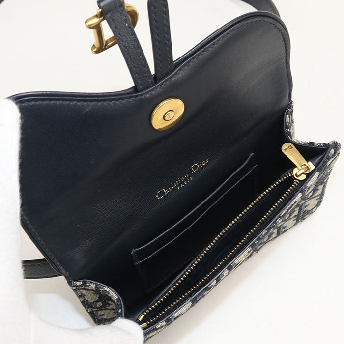 Dior Oblique Saddle Belt Pouch Canvas Body Bag - Navy