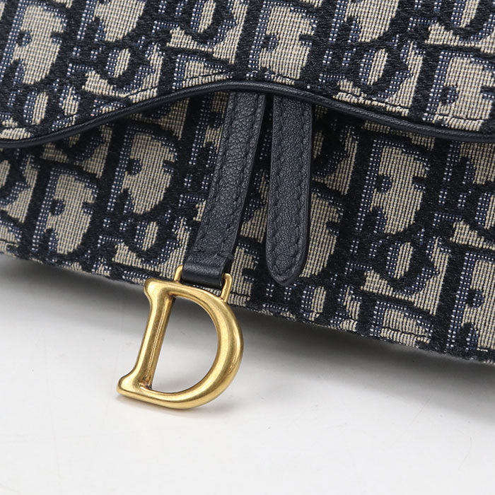 Dior Oblique Saddle Belt Pouch Canvas Body Bag - Navy