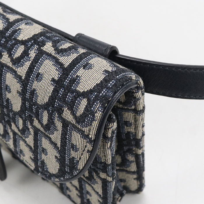 Dior Oblique Saddle Belt Pouch Canvas Body Bag - Navy