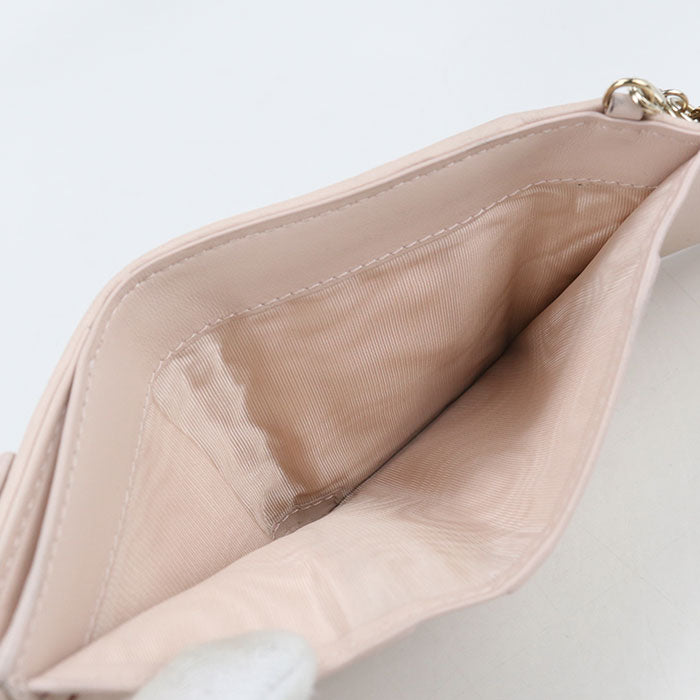 Dior Lady Dior Lotus Wallet Lambskin Tri-fold Compact Wallet - Pink