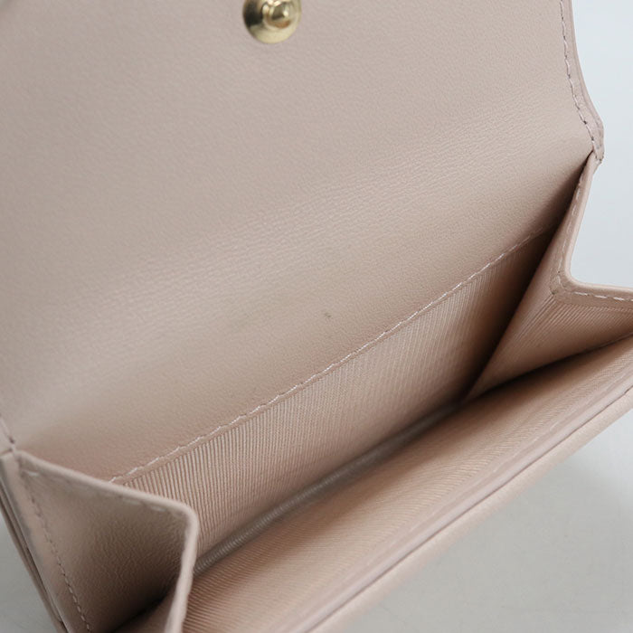 Dior Lady Dior Lotus Wallet Lambskin Tri-fold Compact Wallet - Pink