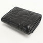 Dior Caro Hibiscus Calfskin Tri-fold Compact Wallet - Black