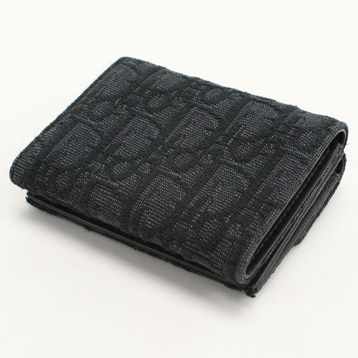 Dior ディオール オブリーク ジャカード 三つ折り財布 コンパクトウォレット - ブラック