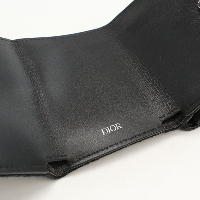 Dior ディオール オブリーク ジャカード 三つ折り財布 コンパクトウォレット - ブラック