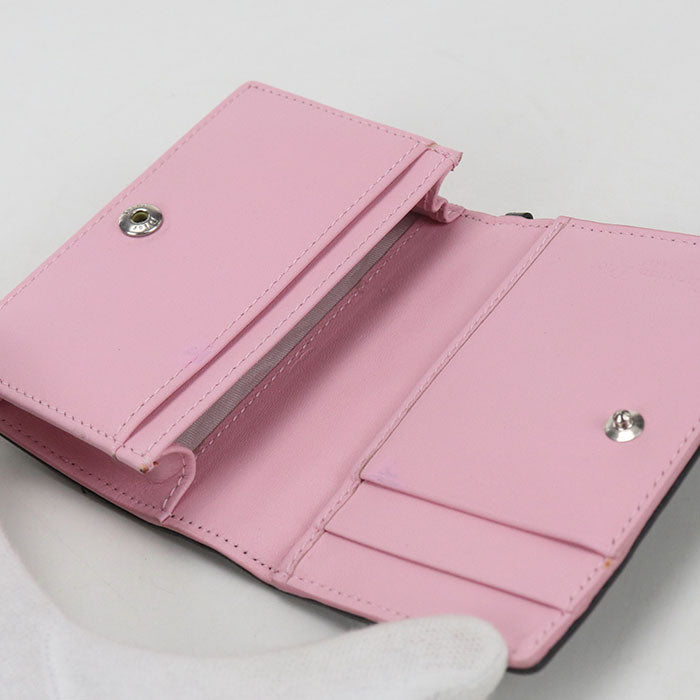 Dior レディディオール ブルーム カードホルダー ラムスキン 二つ折り財布 コンパクトウォレット - ブラック × ピンク