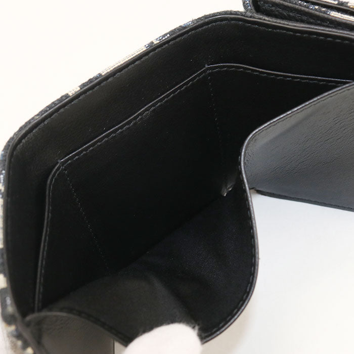 Dior ディオール オブリーク ジャカード 三つ折り財布 コンパクトウォレット - ネイビー