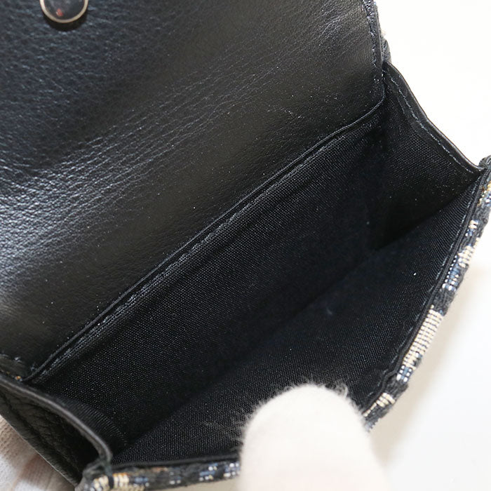 Dior ディオール オブリーク ジャカード 三つ折り財布 コンパクトウォレット - ネイビー