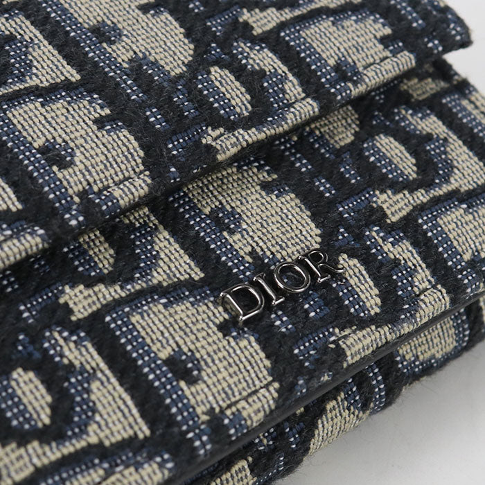 Dior ディオール オブリーク ジャカード 三つ折り財布 コンパクトウォレット - ネイビー
