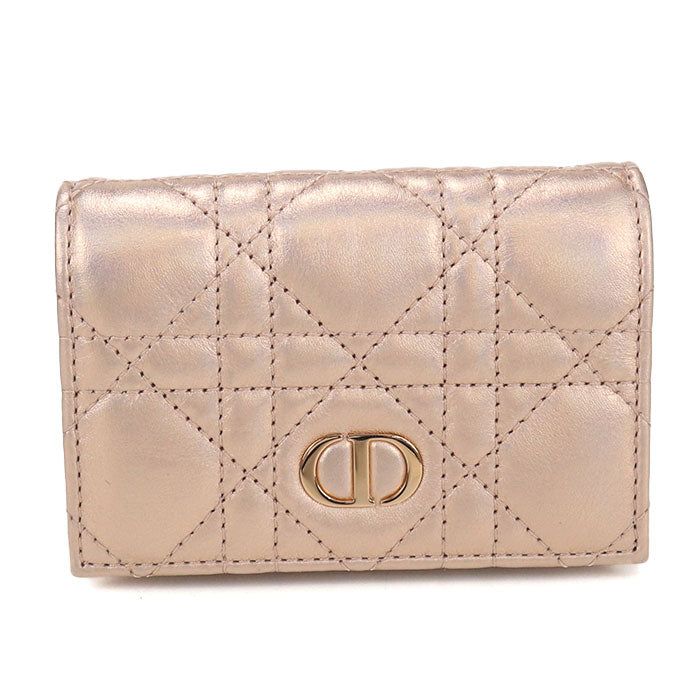 Dior Caro Glycine Calfskin Bifold Compact Wallet - Pink