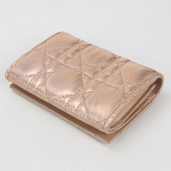 Dior Caro Glycine Calfskin Bifold Compact Wallet - Pink