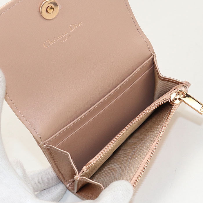 Dior Caro Glycine Calfskin Bifold Compact Wallet - Pink