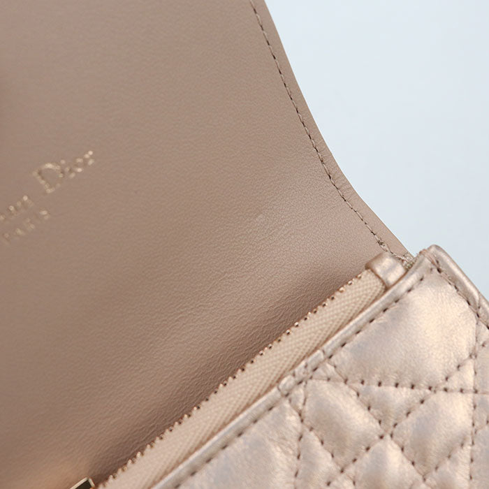 Dior Caro Glycine Calfskin Bifold Compact Wallet - Pink