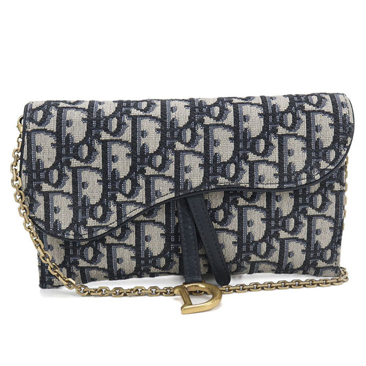 Dior サドル チェーンポーチ スモール ディオールオブリーク チェーンウォレット - ネイビー