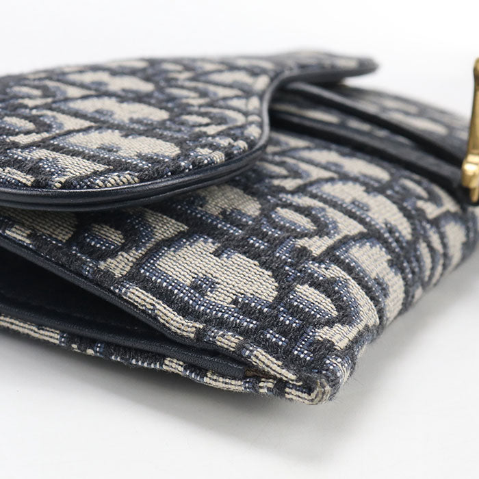 Dior サドル チェーンポーチ スモール ディオールオブリーク チェーンウォレット - ネイビー