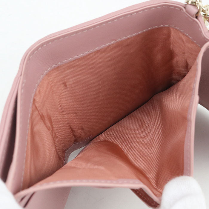 Dior Lady Dior Lotus Wallet Lambskin Tri-fold Compact Wallet - Pink