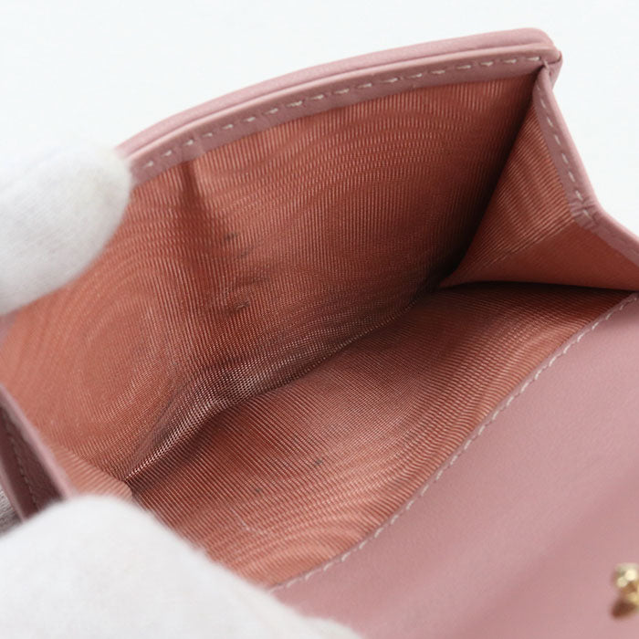 Dior Lady Dior Lotus Wallet Lambskin Tri-fold Compact Wallet - Pink