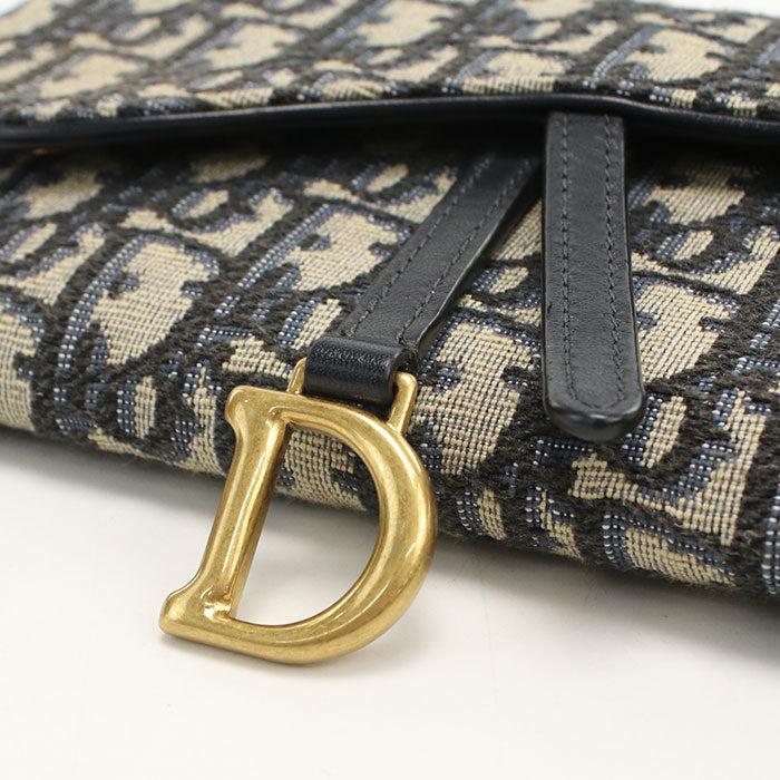 Dior ディオール オブリーク ジャカード チェーンポーチ チェーンウォレット - ネイビー