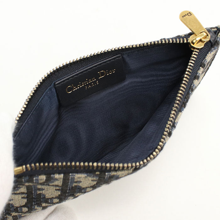 Dior ディオール オブリーク ジャカード チェーンポーチ チェーンウォレット - ネイビー
