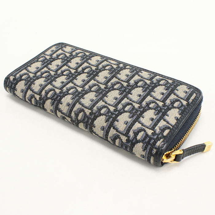 Dior 30モンテーニュ ヴォワヤジュール ディオールオブリーク ジャカード 長財布 ロングウォレット - ネイビー