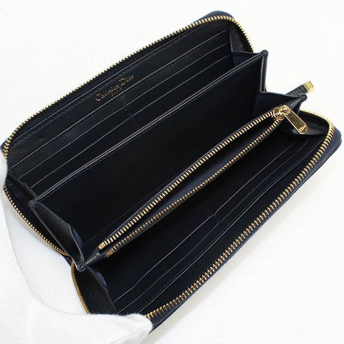 Dior 30モンテーニュ ヴォワヤジュール ディオールオブリーク ジャカード 長財布 ロングウォレット - ネイビー