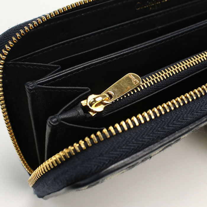 Dior 30モンテーニュ ヴォワヤジュール ディオールオブリーク ジャカード 長財布 ロングウォレット - ネイビー