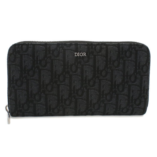Dior ディオールオブリーク ジャカード ラウンドファスナー 長財布 ロングウォレット - ブラック