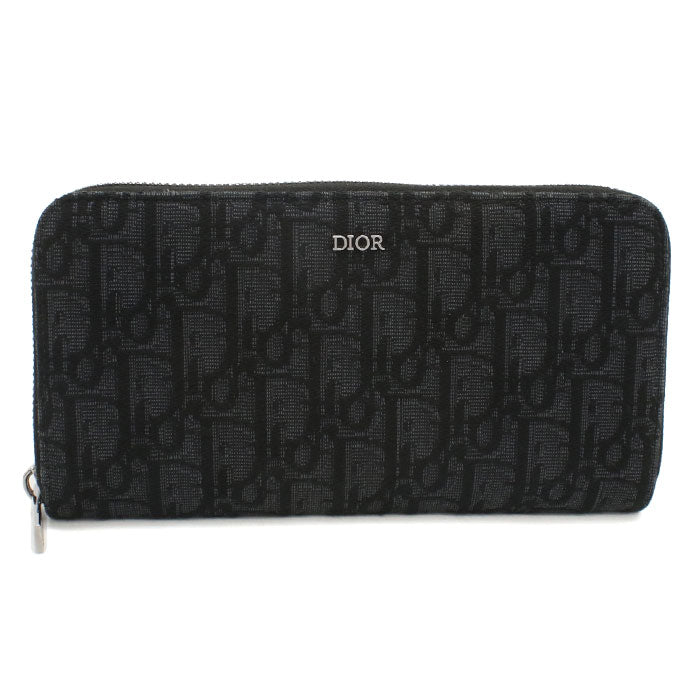 Dior ディオールオブリーク ジャカード ラウンドファスナー 長財布 ロングウォレット - ブラック