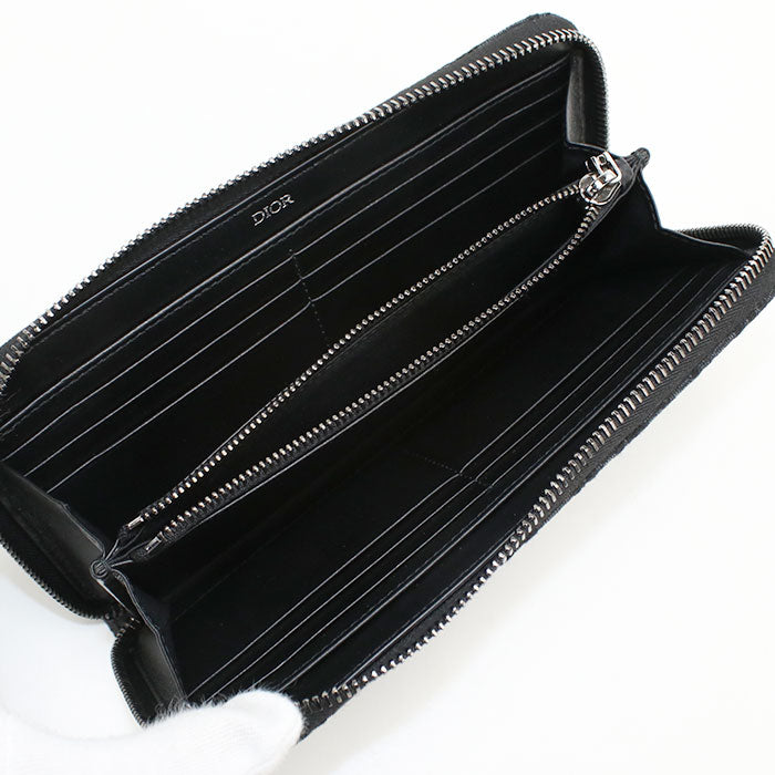 Dior ディオールオブリーク ジャカード ラウンドファスナー 長財布 ロングウォレット - ブラック