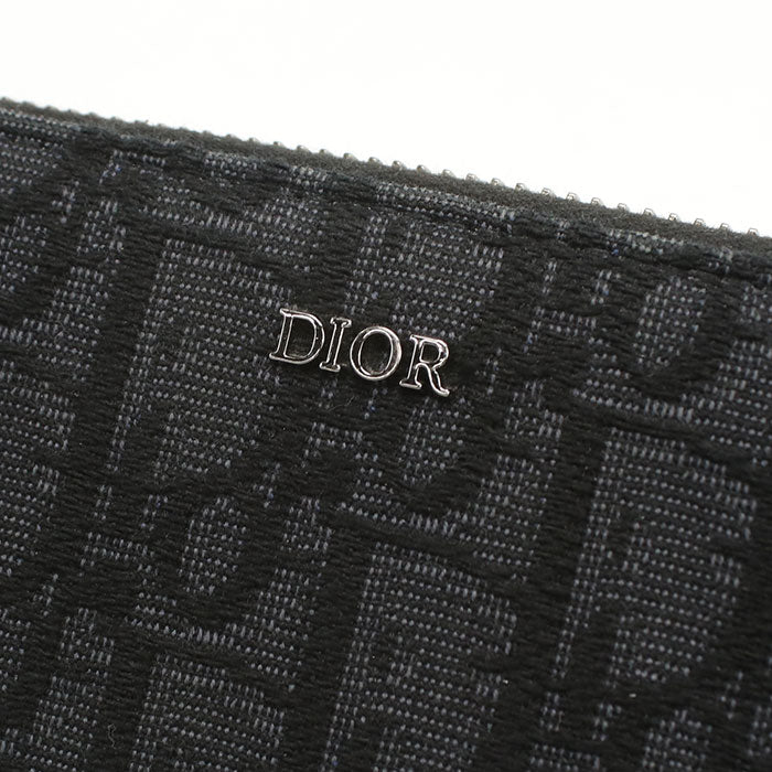 Dior ディオールオブリーク ジャカード ラウンドファスナー 長財布 ロングウォレット - ブラック