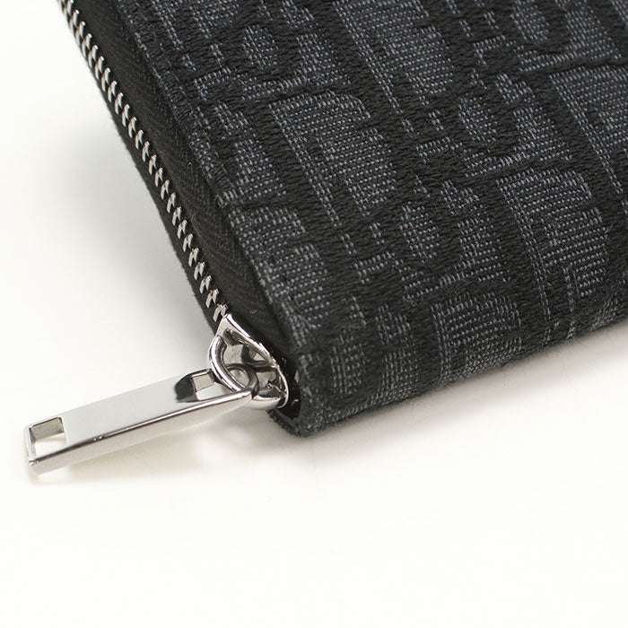 Dior ディオールオブリーク ジャカード ラウンドファスナー 長財布 ロングウォレット - ブラック