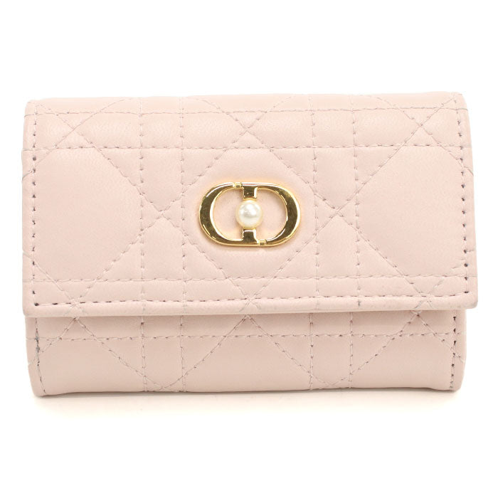 Dior ディオール ジョリー グリシン カナージュ ラムスキン 二つ折り財布 コンパクトウォレット - ピンク